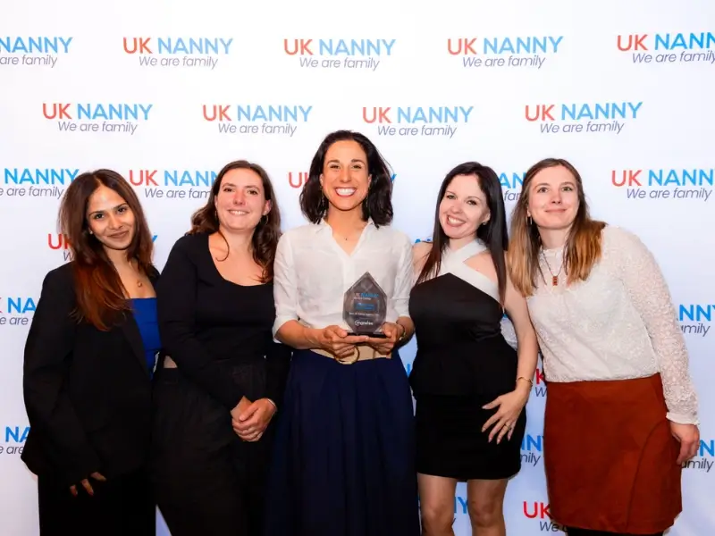 Fox and Cubs nanny agency team celebrating winning Best UK Nanny Agency at the UK Nanny Awards 2026