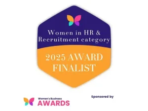Women in HR recruitment award finalist badge Fox and Cubs nanny agency London Women's Business Awards 2025
