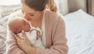 How to choose a maternity nurse: maternity nurse caring for a newborn baby at home in London
