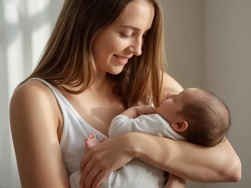 Newborn baby at home with professional family support in place after maternity nurse care in London